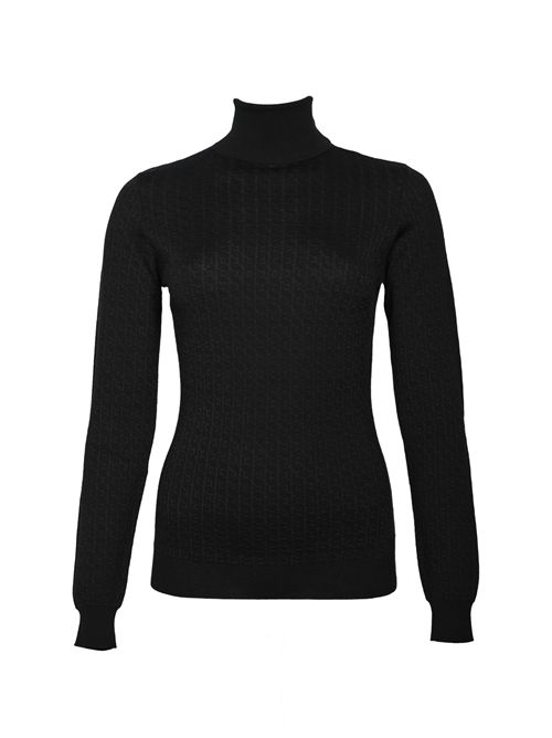 Maglia in lana jacquard con logo Nero Elisabetta Franchi | MK23S56E2110